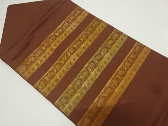 JAPANESE KIMONO / VINTAGE NAGOYA OBI / WOVEN STRIPE & FLORAL SARASA